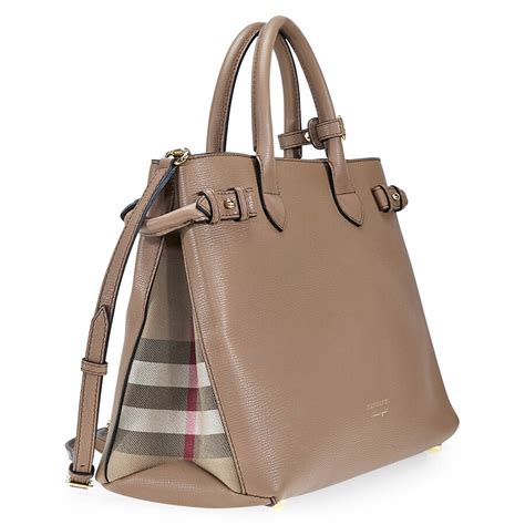 burberry bannder dark sand|Burberry Medium Banner Leather and House Check Tote .